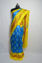 Picture of Copper Sulfate Blue and Yellow Pochampally Ikkat Silk Saree