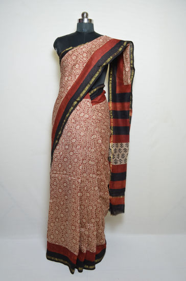 Picture of Cream and Brown Kalamkari Chanderi Silk Saree