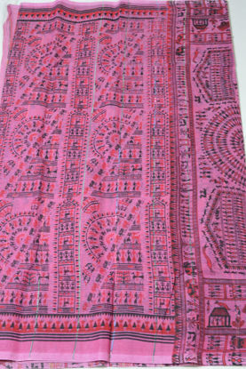 Picture of Pink Bengal Cotton Saree with Kalamkari Print