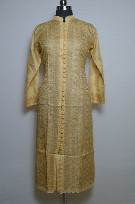 Picture of Hand Embroidered Nude Pure Silk Lucknow Chikankari kurti