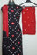 Picture of Black and Red Tie and Dye Bandhani Rayon Dress Material