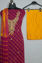 Picture of Pink and Yellow Tie and Dye Leheriya Chiffon Kundan and Gota Dress Material