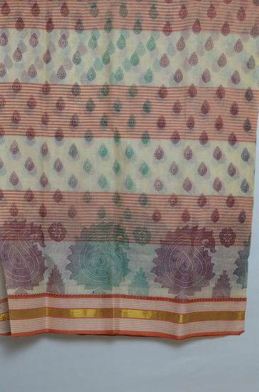 Picture of Maroon and Brick-red Print Bengal Cotton Saree