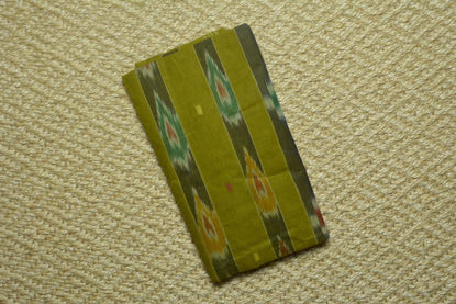 Picture of Mehendi Green Bengal Cotton Saree with Pochampally Border