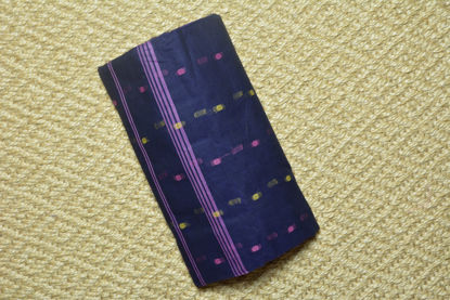 Picture of Navy-Blue and Pink Bengal Cotton Saree with Butta and Zari Border
