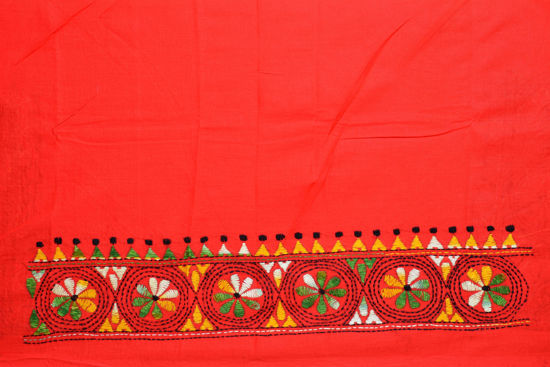 Picture of Red Kantha Embroidery Cotton Blouse
