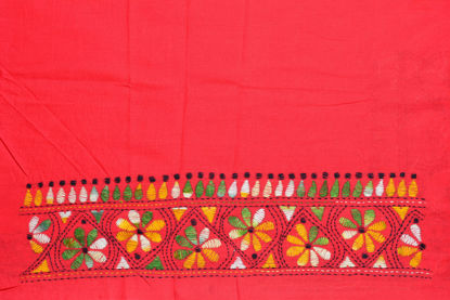 Picture of Peach Kantha Embroidery Cotton Blouse