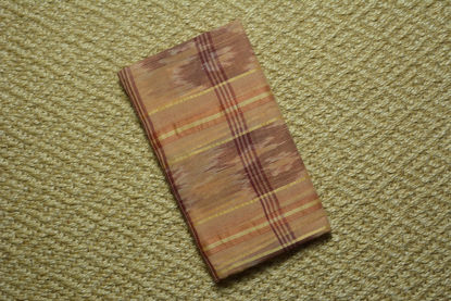 Picture of Nude Bengal Cotton Saree with Maroon Pochampally Design