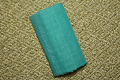 Picture of Sea-Green Bengal Cotton Saree with Navy-Blue Floral Border