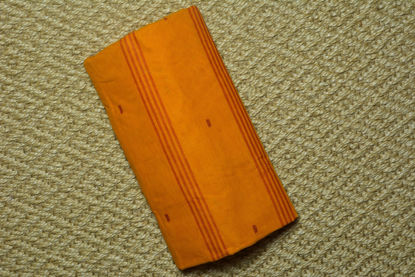 Picture of Mango-Yellow Bengal Cotton Saree with Red Border and Butta