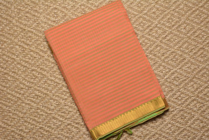 Picture of Peach and Green Mangalagiri Handloom Cotton Saree