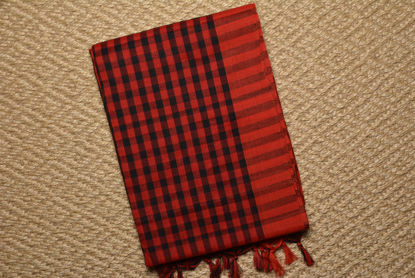 Picture of Red and Black Soft Handloom Cotton Saree