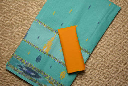 Picture of Sea Blue Cotton Saree