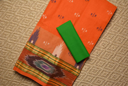Picture of Orange Bengal Cotton Saree