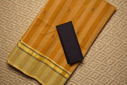 Picture of Mustard Yellow Stripes Bengal Cotton Saree