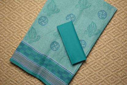 Picture of Sea Green Bengal Cotton Saree with Pochampally Print