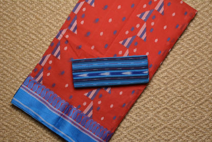 Picture of Red and Blue Bengal Cotton Saree