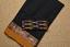 Picture of Black and Mustard Yellow Plain Bengal Cotton Saree