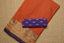 Picture of Brick Red and Violet Stripes Bengal Cotton Saree with Blue border