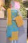 Picture of Blue and Yellow Tie and Dye Bandhani Silk Cotton Dress Material