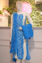 Picture of White and Blue Tie and Dye Bandhani Silk Cotton Dress Material