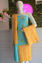 Picture of Blue and Yellow Tie and Dye Bandhani Silk Cotton Dress Material