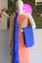 Picture of Peach and Royal Blue Kota Bandhani Dress Material