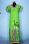 Picture of Green V Neck Full Length Peacock Design Cotton Slim Fit Nighty