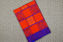 Picture of Orange and Purple Checks Pure Kanchi Soft Silk Saree