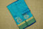 Picture of Peacock Blue and Green Double Border Pure Kanchi Soft Silk Saree