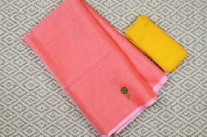 Picture of Peach Embroided Kota Doria Silk Cotton Saree