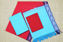 Picture of Sky Blue and Red Pochampally Cotton Dress Material