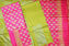 Picture of Pink and Mehandi Green 3 Piece Katan Silk Discharge Print Dress Material