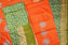 Picture of Mehandi Green and Orange 3 Piece Katan Silk Discharge Print Dress Material