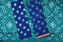 Picture of Peacock Green and Navy Blue 3 Piece Tie and Dye Bandhani Cotton Dress Material