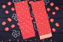 Picture of Black and Red 3 Piece Tie and Dye Bandhani Cotton Dress Material