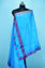 Picture of Blue Plain Linen Dupatta with Temple Border