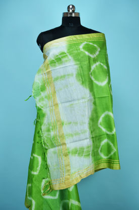 Picture of Mehandi Green Shibori Print Bhagalpuri Silk Dupatta