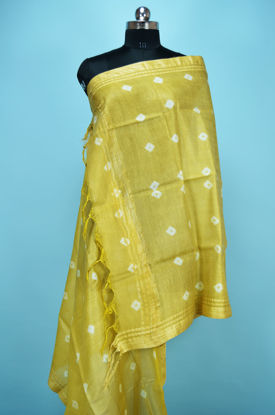 Picture of Olive Green Shibori Print Bhagalpuri Silk Dupatta