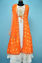 Picture of Full Length White and Orange Chanderi Embroidery Work Shrug Style Gown Set
