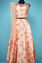 Picture of Floral Print Melon Orange 3 Piece Banglori Silk Crop Top Set with Embroided Neck Line