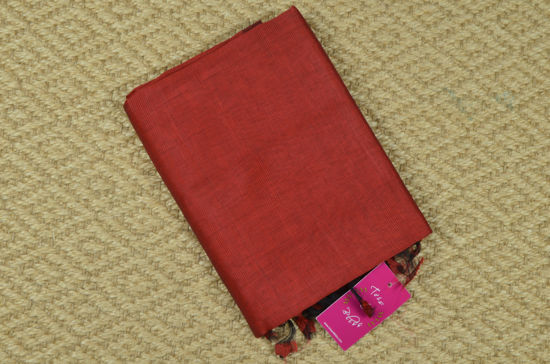 Picture of Brick Red Plain Mangalagiri Silk Saree