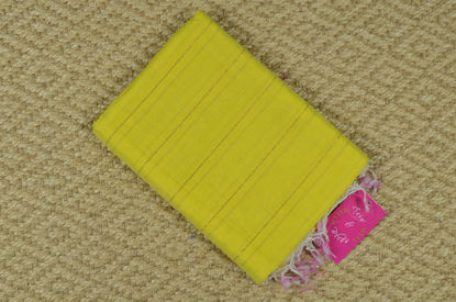 Picture of Lemon Yellow and Baby Pink Zari Stripes Mangalagiri Silk Sarees