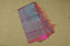 Picture of Grey and Coral Peach Ikkat Weave Plain Mangalgiri Silk Saree