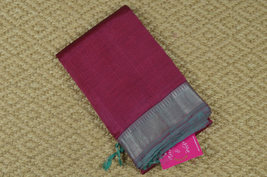 Picture of Maroon and Sea Green Small Zari Border Mangalagiri Silk Saree