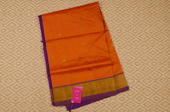 Picture of Orange and Purple Double Weave Butta Mangalagiri Silk Saree