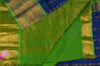 Picture of Peacock Blue and Parrot Green Mangalagiri Silk Saree with Gold Butta and Big Kanchi Border