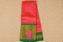 Picture of Coral Peach and Bottle Green Gold Zari Checks Mangalagiri Silk Saree with Rich Pallu