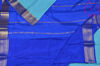 Picture of Sky Blue and Royal Blue Pure Mysore Crepe Silk Saree with Plain Body and Zari Woven Border