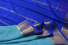 Picture of Sky Blue and Royal Blue Pure Mysore Crepe Silk Saree with Plain Body and Zari Woven Border